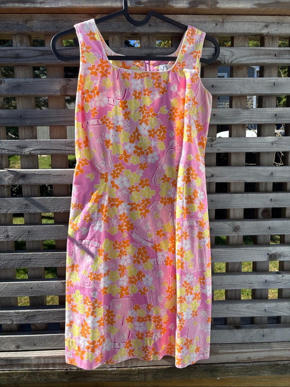 Lilly Pulitzer Pink Floral Sleeveless Shift Dress with Orange & Yellow Blooms